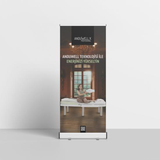 ANDUWELL X PRO Dijital Baskılı 85x200 Roll-Up Banner Reklam Standı Model 2